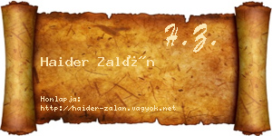 Haider Zalán névjegykártya